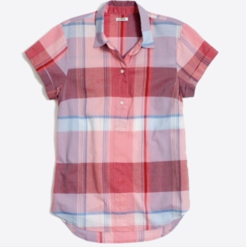 J Crew Factory Pink Plaid Popover XS